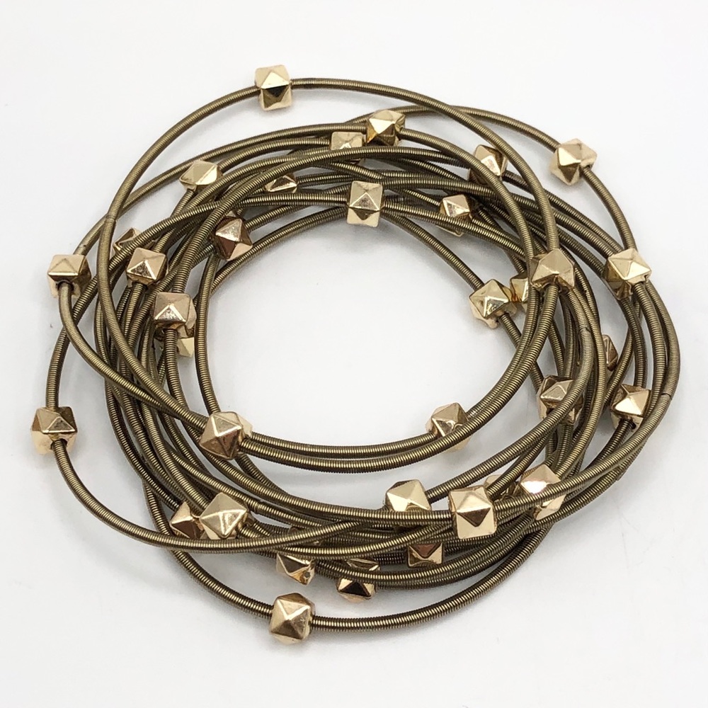 NEW STACK BRONZE PIANO WIRE BRACELET 12 STRAND SET